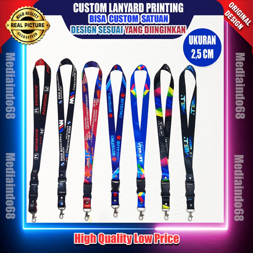 

CUSTOM Lanyard Id Card Printing Ukuran 2,5 CM - Design Sesuai Yang Diinginkan