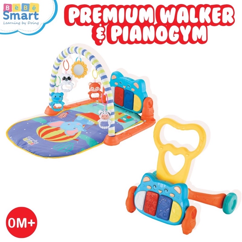 Bebe Smart Premium Walker &amp; Pianogym Mainan Edukasi Sensorik Bayi Kado Hadiah Lahiran Mainan Musik Piano Latihan berjalan