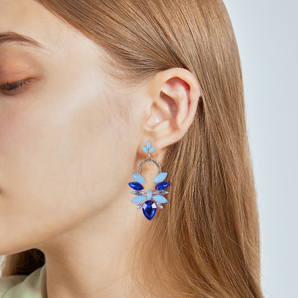 Hu Hu Hu Hu Hu Alat Bantu Pasang Kacamata♡ 1 Pasang Anting Stud Berlian Imitasi Bentuk Tetesan Air Warna Permen Untuk Wanita