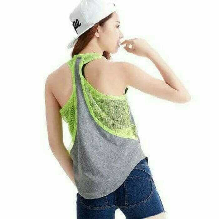 Tanktop Rompi Sport Dua Lapis Baju Senam Gym Yoga Olahraga Wanita