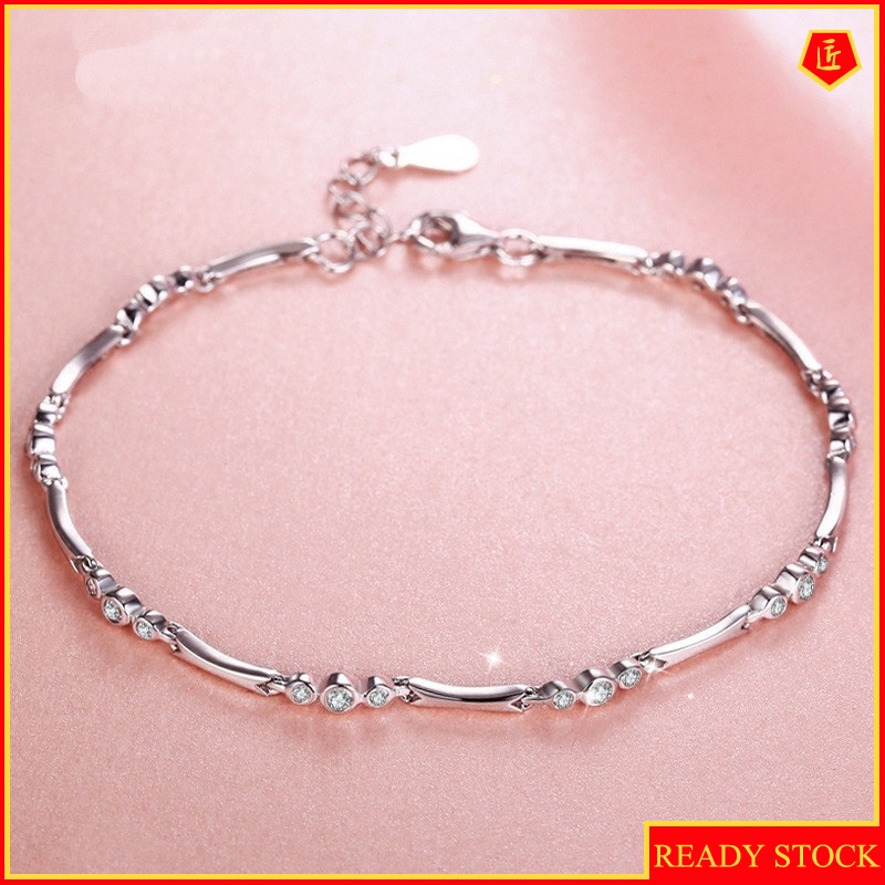 [Ready Stock]925 Silver Bracelet Female Simple Personality