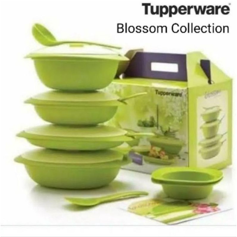 Blossom collection tupperware hijau / tempat penyajian makanan
