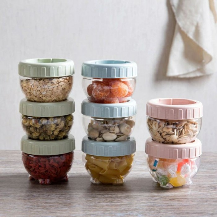 Smartchoice Toples snack 200 ml bisa ditumpuk/Food storage jar for snack Permen /Kuaci / Toples Mini Plastik