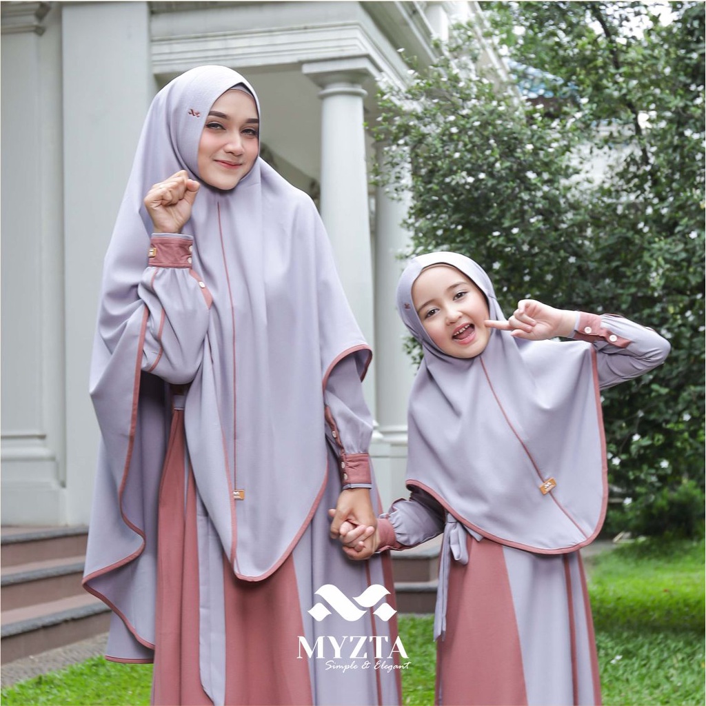 SET GAMIS COUPLE IBU ANAK NIKEN ORIGINAL BY MYZTA INAYA COLLECTION SETELAN KHIMAR PASHMINA WANITA DE