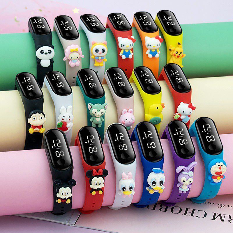 Jam Tangan Anak Led Motif BTS BT21 dan Kartun Tahan Air / Jam Tangan Anak Elektronik Karakter IMPORT