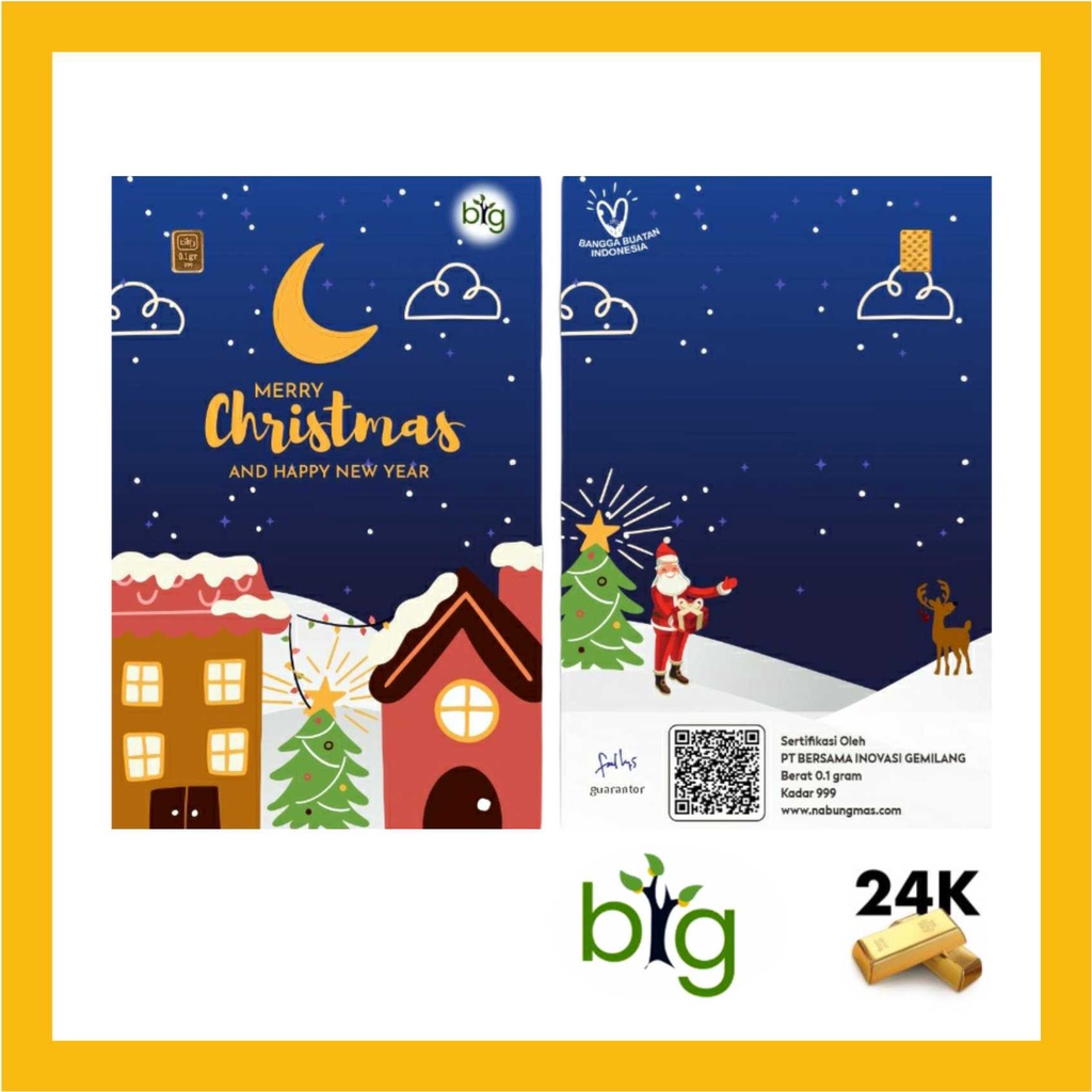LM Emas Logam Mulia BIG GOLD 0,1 0.1 Gram Edisi NATAL CHRISTMAS TAHUN BARU NEW YEAR New Year Edition
