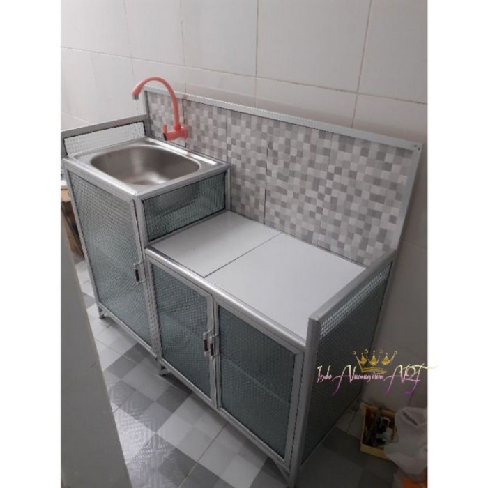 Rak Meja Kompor Alumunium Kaca - Rak Piring Pintu 3