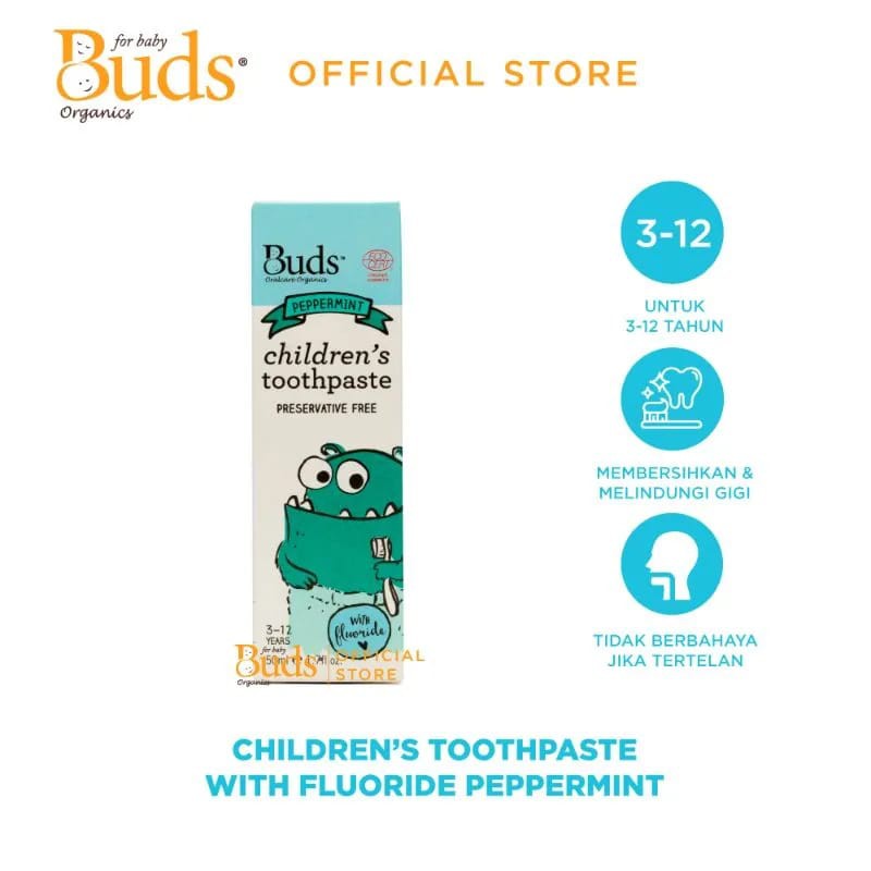 Buds for Kids Children's Toothpaste with Fluoride Peppermint [3-12 years]