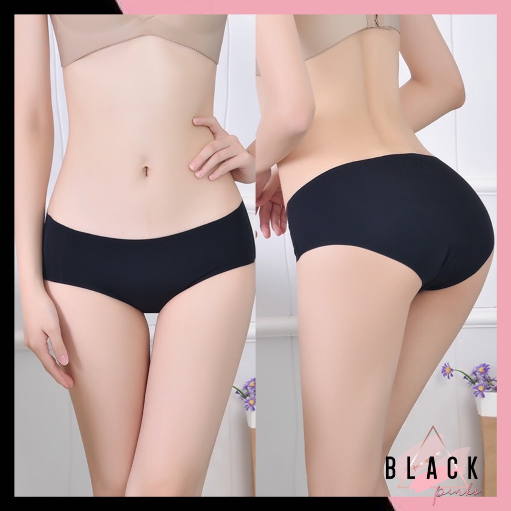 Blackpink Celana Dalam Wanita Polos Tanpa Jahitan CD Brief Seamless Breathable Mid Waist 2014