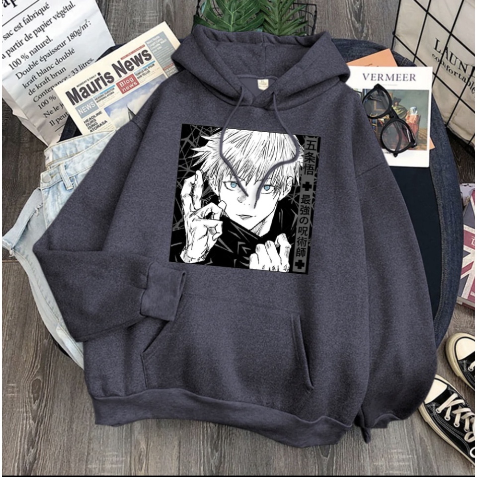 Sweater Hoodie Anime SATORU GOJO ILUTION II SATORU GOJO ANIME Jumper Hoodie II Sweter Oblong Topi Sz M - XL ( Pria &amp; Wanita / Anak &amp; Dewasa )