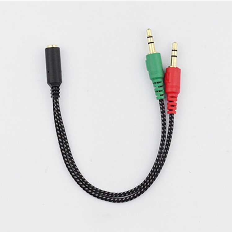 Kabel AUX Audio 3.5mm Female ke 2 x 3.5mm Male Nylon Braided - K908