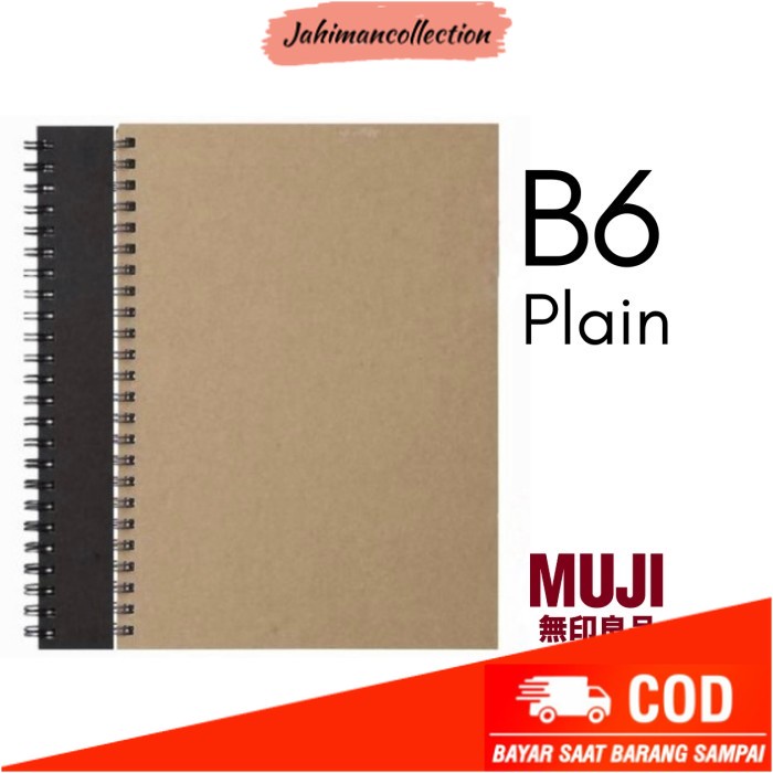

✨ BISA COD ✨ MUJI DOUBLERING NOTEBOOK (B6/80 sheets/plain/Beige-Darkgrey) - Dark grey