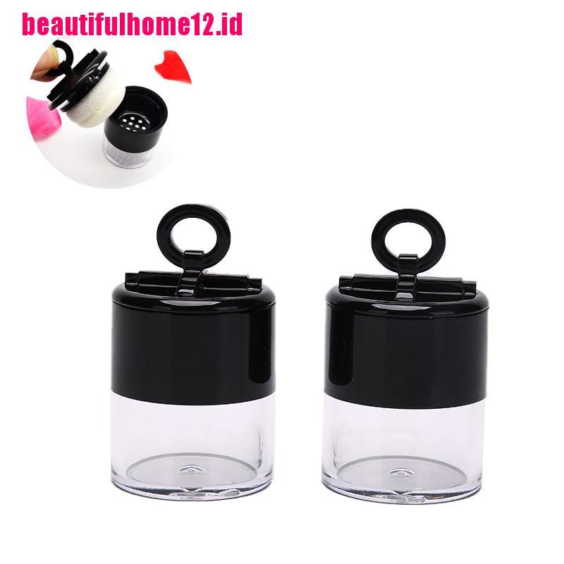 Kotak Jar Kontainer Kosong Bahan Plastik 10g Portable Dengan Puff Untuk Makeup Loose Powder