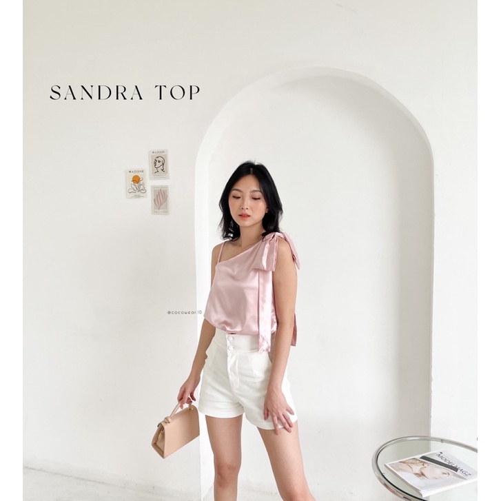 SANDRA TOP - ATASAN ONE SHOULDER SATIN PREMIUM WANITA