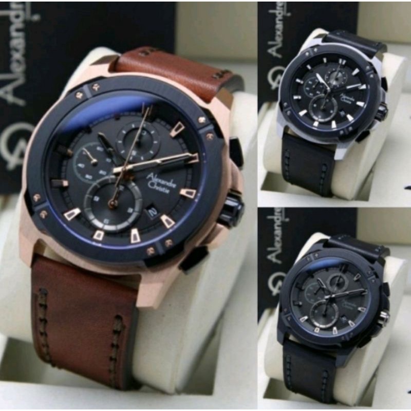 Original Alexandre christie jam tangan pria ac6595/ac 6595/6595 tali kulit