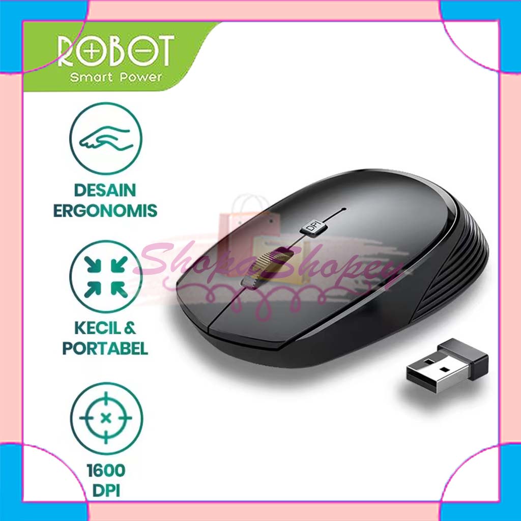 Wireless Mouse ROBOT M205 2,4G 1600DPI for PC / LAPTOP - BLACK