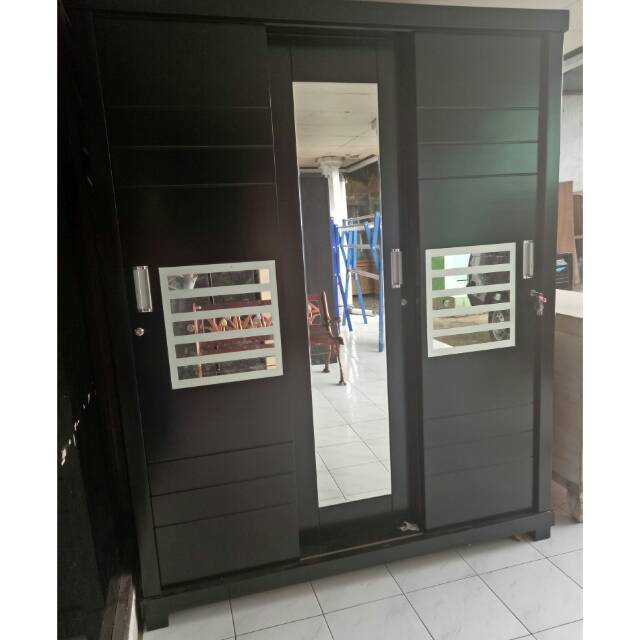 Lemari p3 full sleding ( DUCO ) Hitam