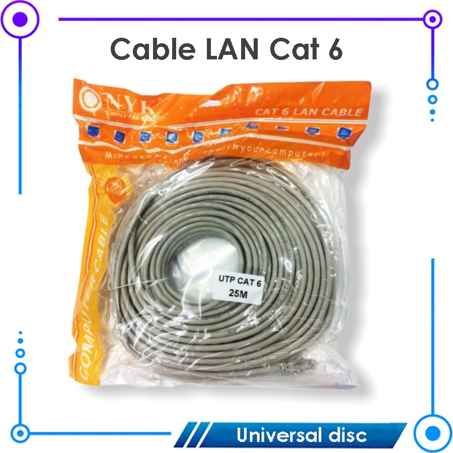 Kabel LAN UTP Cat 6 25M NYK - Kabel LAN 25M Cat6 - Kabel UTP 25M - Kabel Jaringan internet