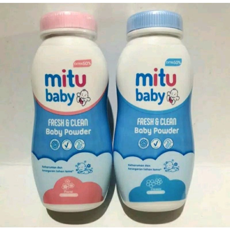 Bedak bayi Mitu baby powder 50+25gr