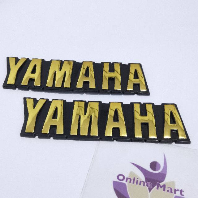 Emblem tangki RX king tulisan Yamaha gold