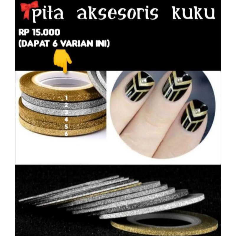 

pita aksesoris kuku warna random/stripping tape