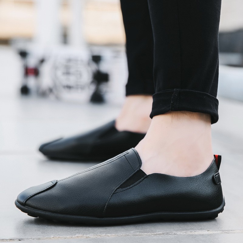 Toread Sepatu Pria Slip On Casual Anti Air Sepatu Kulit Hitam Formal Sepatu Kerja KSP201