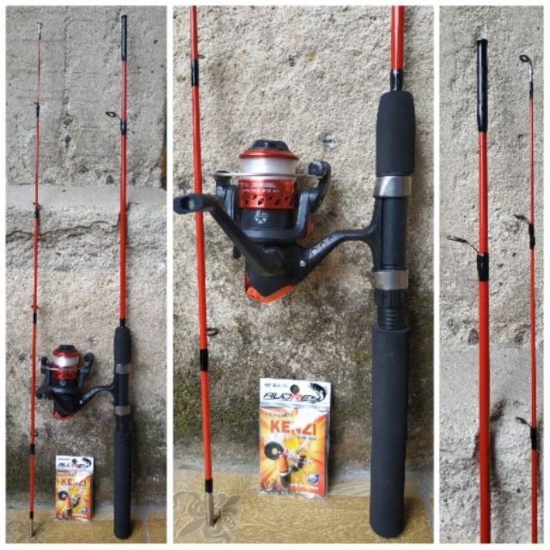 Set Pancing 6 Bearings, Joran Fiber Solid panjang 1,35 meter Kekuatan 5-12kg