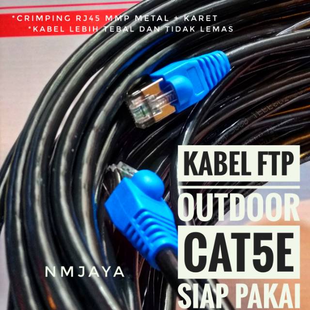 Kabel Lan Outdoor 10 Meter FTP CAT5e Siap Pakai sudah dicrimping rj45 besi dan plugbooth Vascolink Hitam