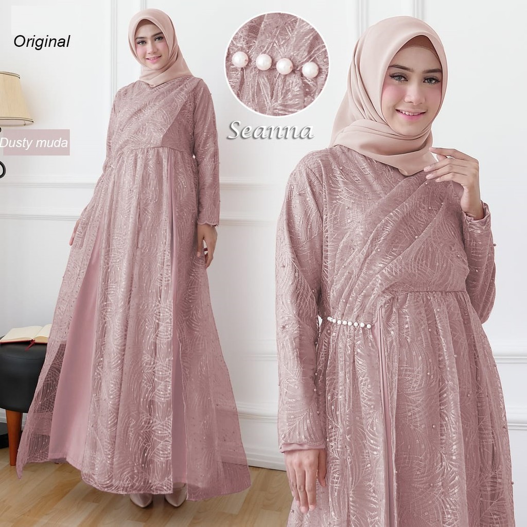 HOPYLOVY - Gamis Wanita Terbaru / Gamis Pesta Mewah Seanna 3734