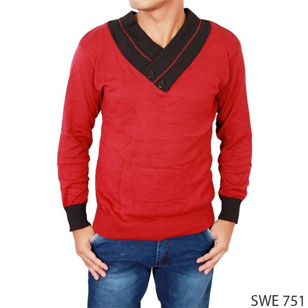 Sweater Pria Distro Rajut Merah – SWE 751