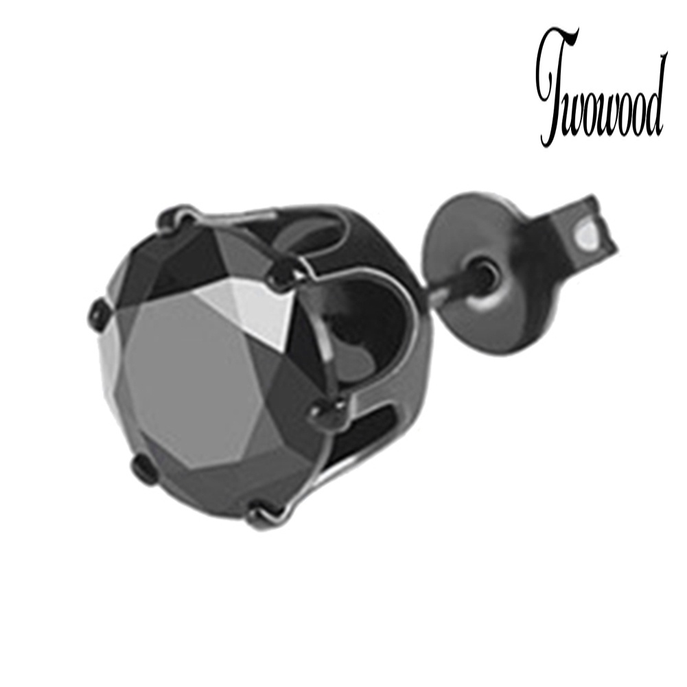 1pc Anting Stud Cubic Zirconia Warna Hitam Ukuran 6 / 8mm Gaya Punk Untuk Pria Dan Wanita