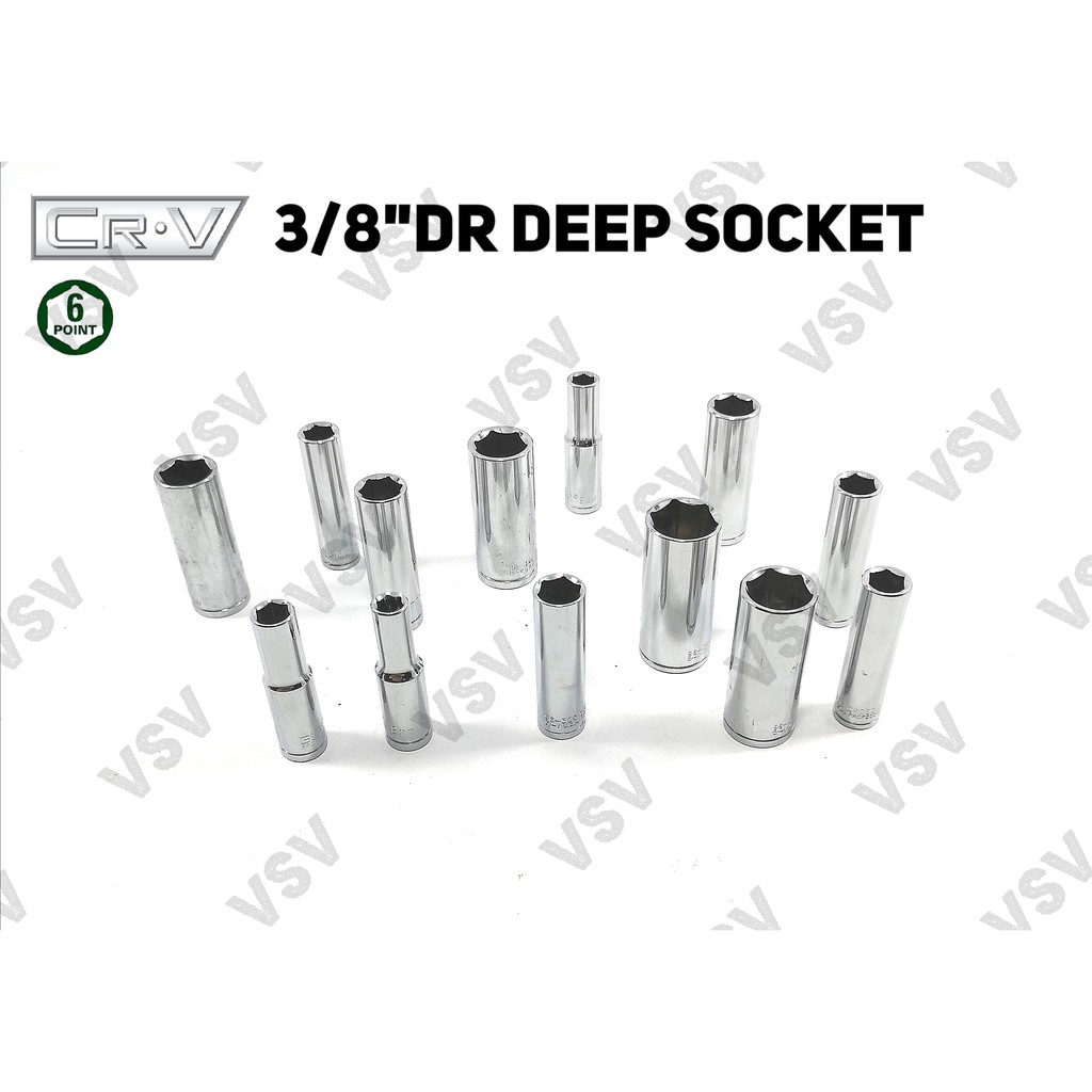 Gestar 3/8&quot;DR kunci Deep Sok 17mm 18mm 19mm 6PT Kunci Sock Kunci Shock Deep Socket