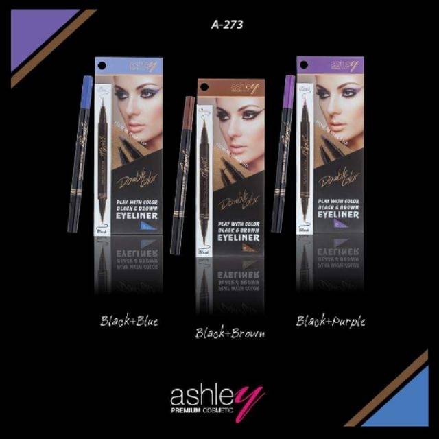 ASHLEY Double Color Play With Color Black &amp; Brown Eyeliner Thailand / Premium Cosmetic Blue Purple