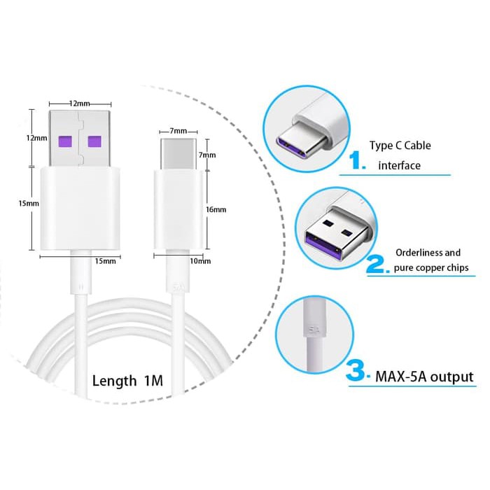 pasarbb  Super charge/ 5A cable/ kabel data Huawei P10-plus-mate9-proDll type C