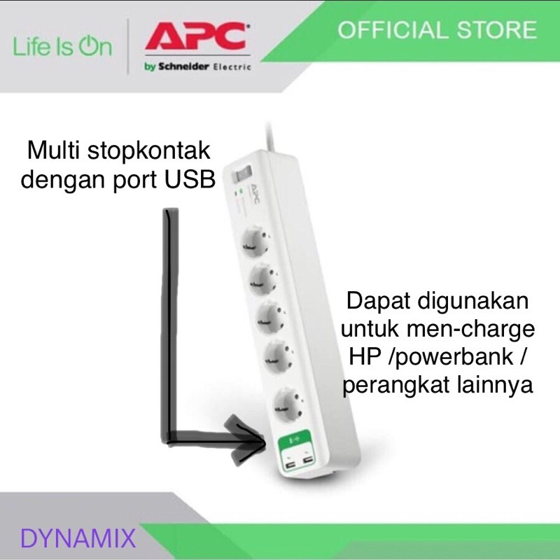 Colokan Anti Petir APC PM5U-GR PM5UGR Surge Protector Filter Listrik GARANSI RESMI | USB multi stop kontak | colokan