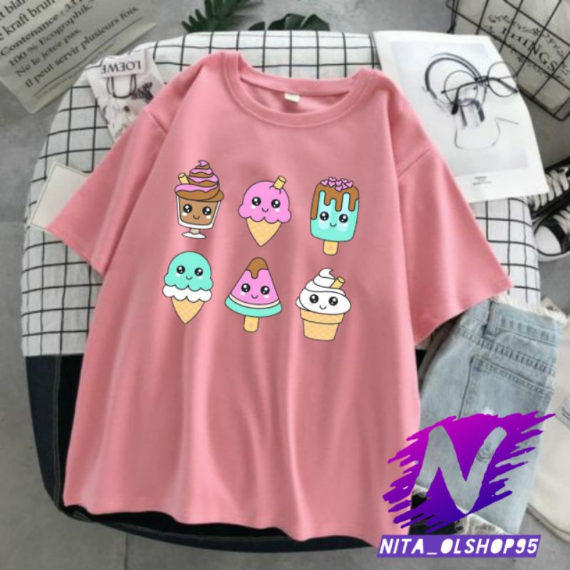 kaos ice cream baju kaos anak ice cream animasi kartun