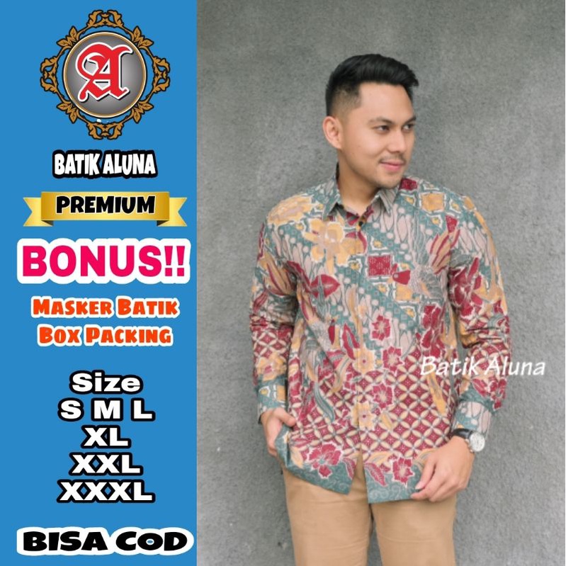 Baju Batik Pria Premium Lengan Panjang Full Furing Batik Solo Pekalongan Batik Reguler Batik Aluna P