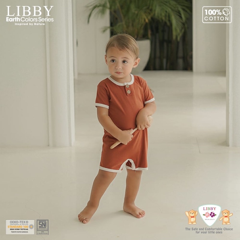 Libby Romper/Jumper Segiempat Cotton Earth Color FLYNN Romper 0-2y