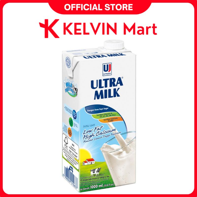 

Susu Cair Ultra Milk Low Fat Plain 1000mL / 1 Liter | KELVIN Mart