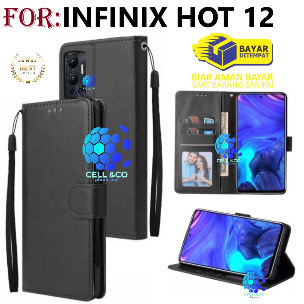 NEW INFINIX HOT 12 CASE FLIP LEATHER WALLET PREMIUM FLIP CASE BUKA TUTUP KESING HP CASING FLIP CASE WALLET INFINIX HOT 12 TERBARU