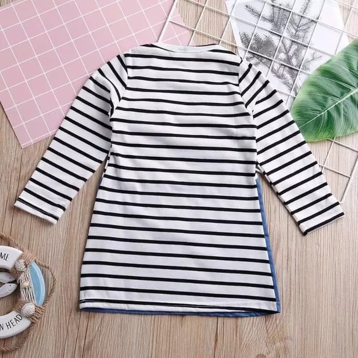 Girls Cute Stripe Long Sleeve Dress Kid