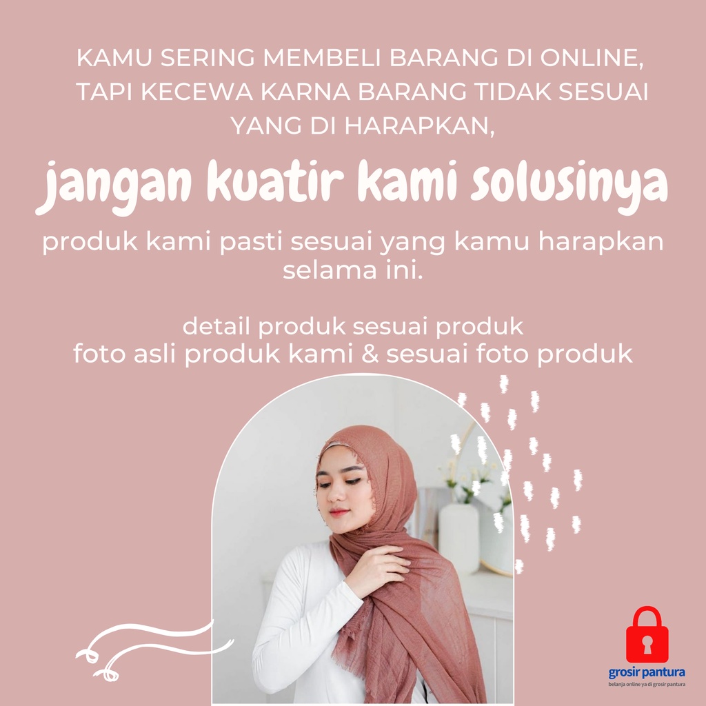 Jilbab Pasmina Crinkle Panjang  Syari Wanita Dewasa Kekinian