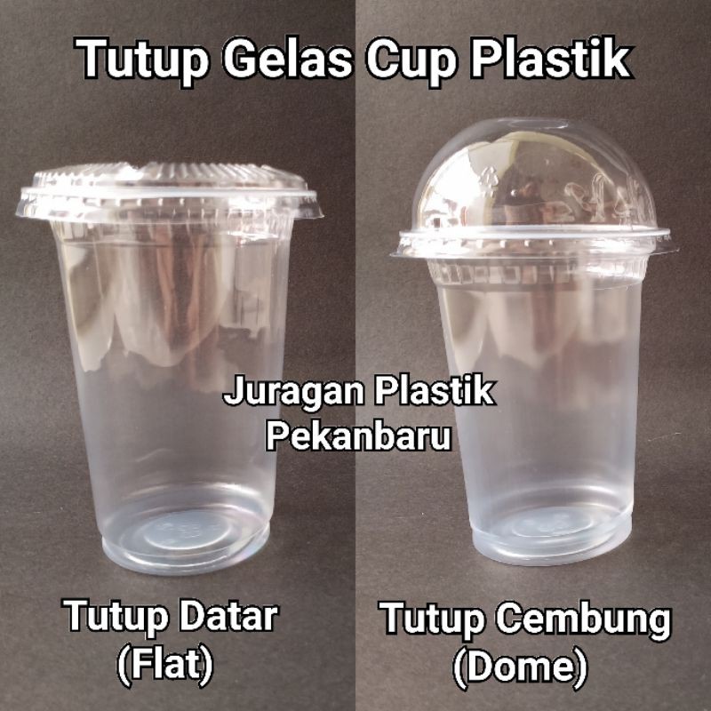 ( TUTUP ONLY ) Tutup Gelas Cup Plastik 12 14 16 22 oz isi 50pcs| Datar Cembung Glassindo Starindo
