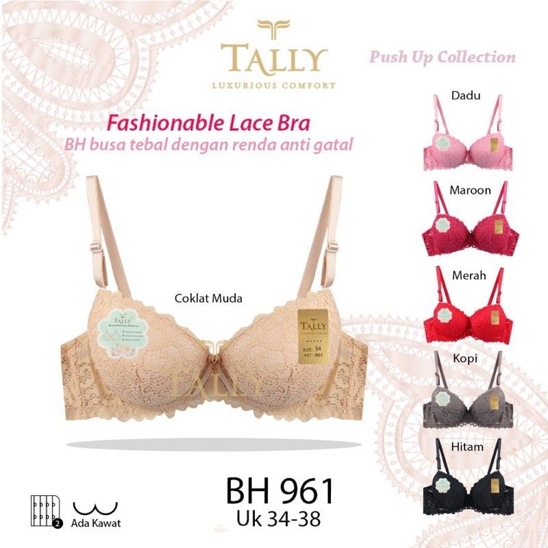 BH | Bra Full Brukat Bra TALLY 961 Busa Tebal dan Kawat