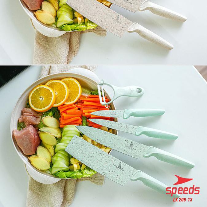 Best Seller] Alat Dapur Pisau Dapur Satu Set Peralatan Pisau Dapur Lengkap 206-13 - Hijau Tosca