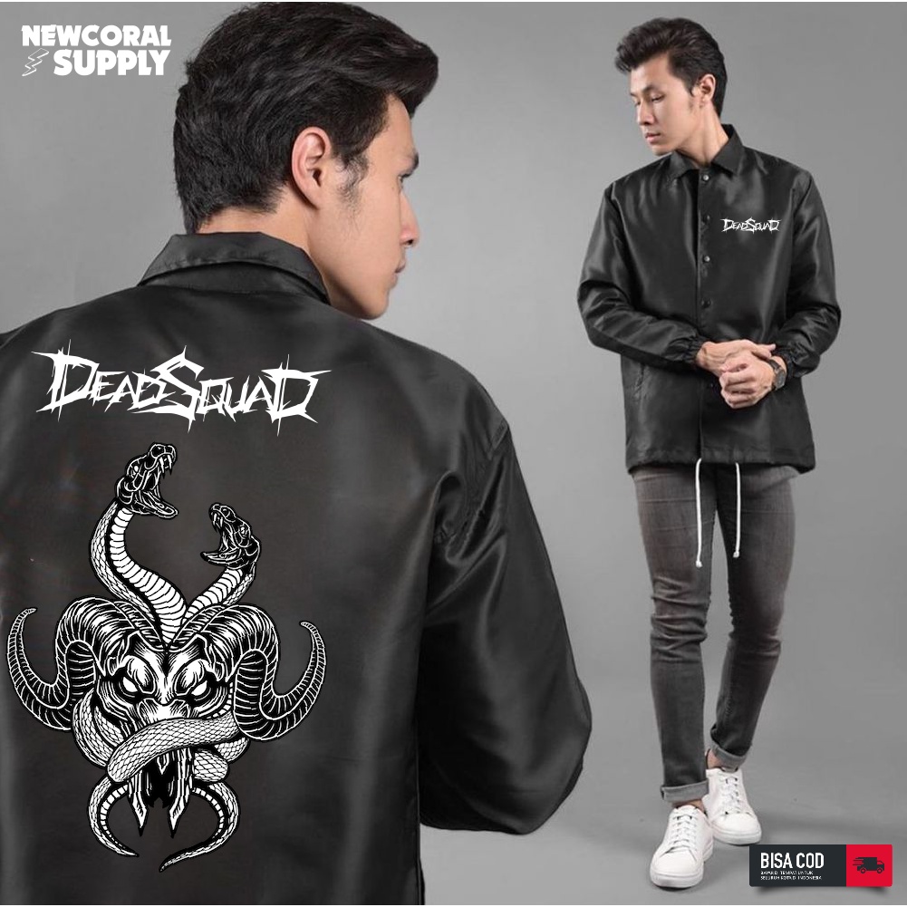 jaket coach windbreaker musik death metal DeadSquad bahan waterproof kualitas distro termurah