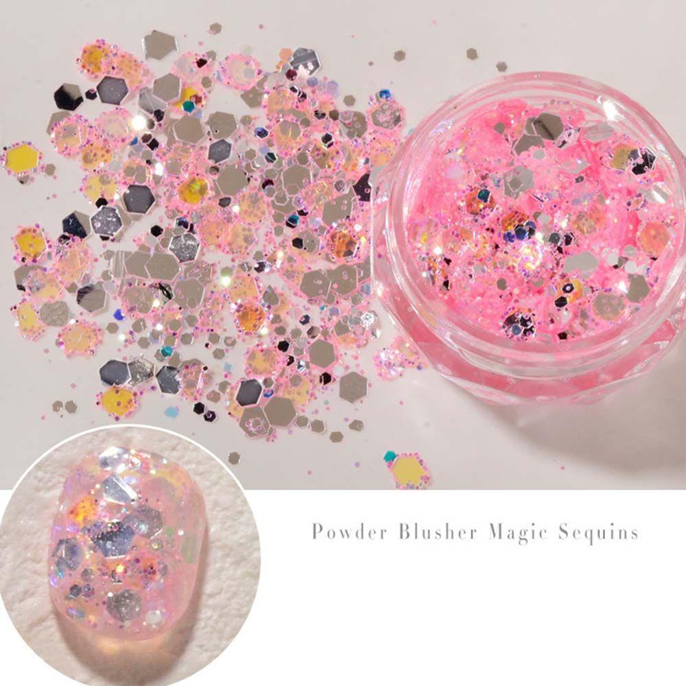 AUGUSTINA Agustina Hologram Kuku Decals Fashion Sparkly Nail Art Dekorasi Manicure Musim Panas Hexagon Nail Paillette