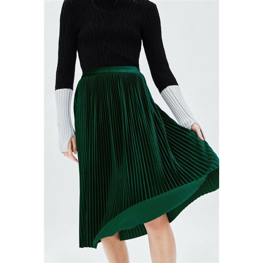 ROK MIDI VELVET BELUDRU IMPOR MURAH 29688 / ROK PLISKET PLEATS / SKIRT