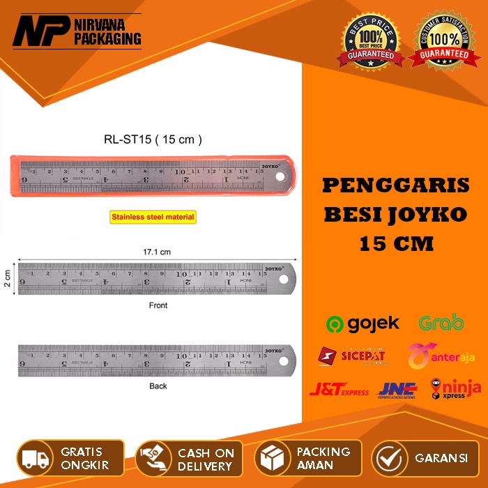 

PENGGARIS BESI / GARISAN / RULER 15 CM 15CM JOYKO STAINLESS STEEL ANTI KARAT