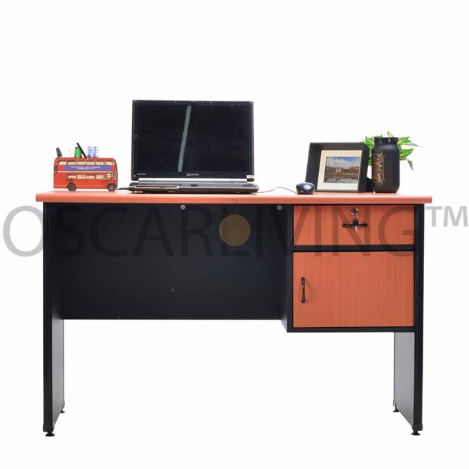 

Meja Kantor LUNAR LMK 1260 1/2 BIRO L1 Cherry + 1 Pintu 1 Laci